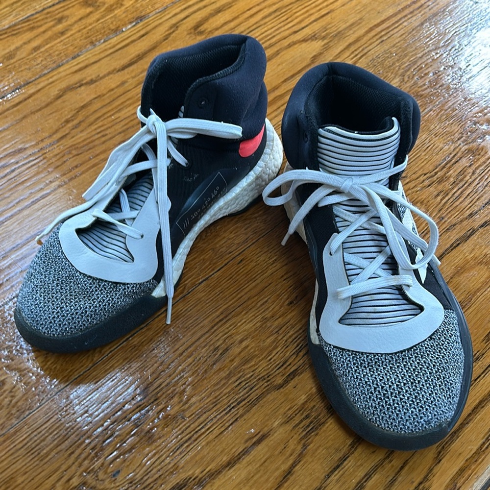 Adidas Marquee Boost boys athletic shoes. Size 4.5.  Black and red.